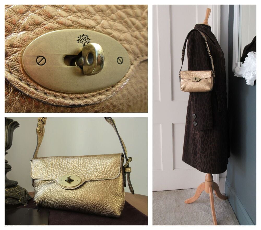 Mulberry Vintage Maberley Shoulder Bag in Gold Metallic Matt Glove Leather