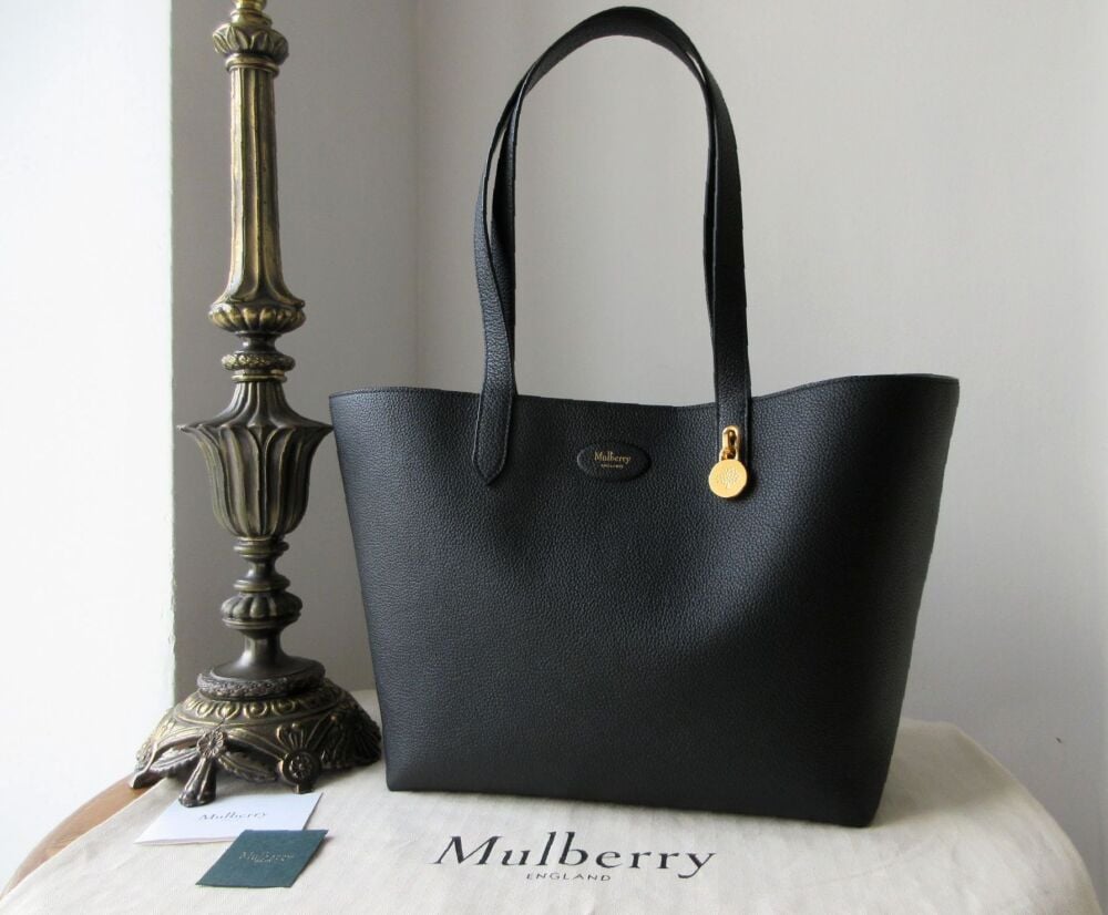 Mulberry Elm Tote in Black Classic Grain with Golden Brass Hardware