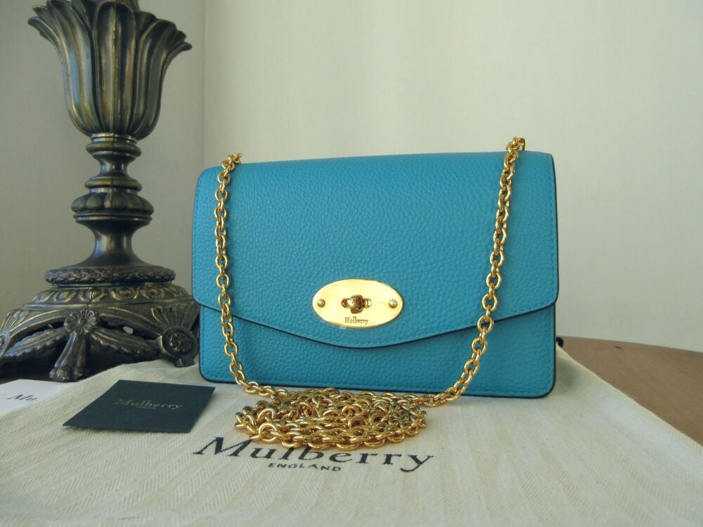 Mulberry Small Darley Shoulder Clutch in Azure Blue Small Classic Grain