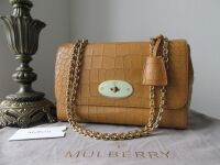 Mulberry Medium Lily in Camel Deep Embossed Croc Print Calfskin