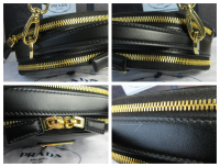 Prada Odette Twin Zipped Mini Bag in Smooth Black Calfskin