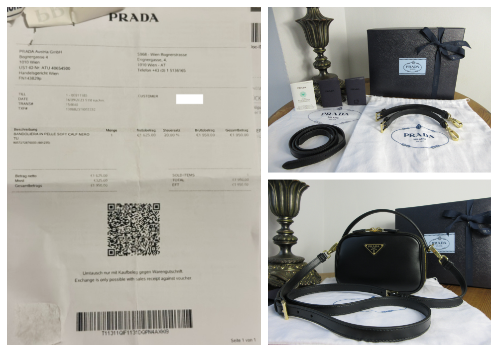 Prada Odette Twin Zipped Mini Bag in Smooth Black Calfskin