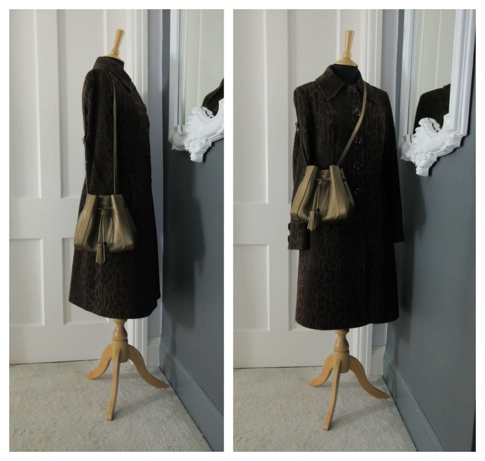 Mulberry Mini Millie Bucket Bag in Metallic Bronze Small Grain Leather