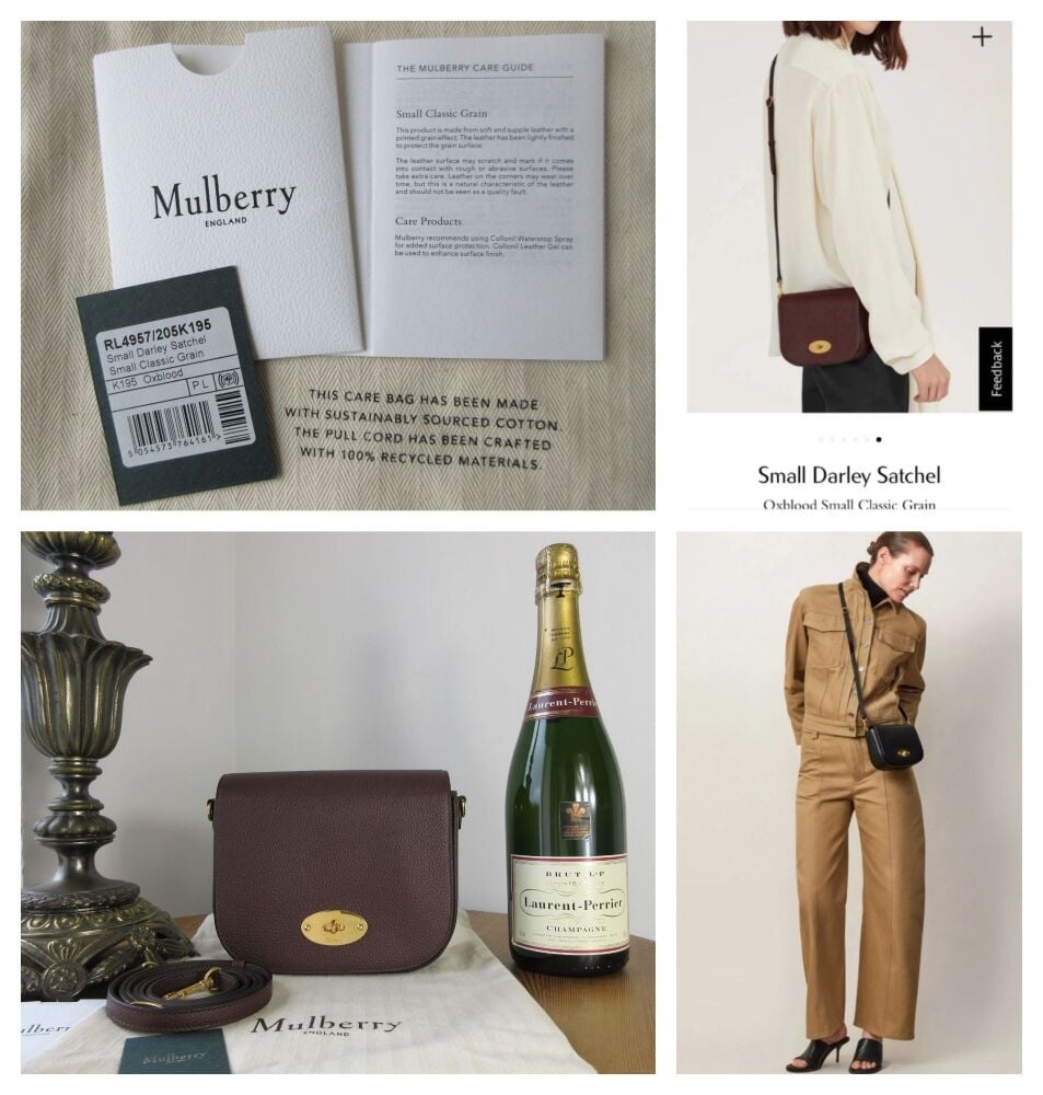 Mulberry Small Darley Satchel in Oxblood Small Classic Grain