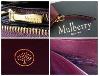 Mulberry Medium Zip Around Wallet in Oxblood Cross Grain Leather - New