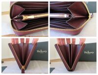 Mulberry Medium Zip Around Wallet in Oxblood Cross Grain Leather - New