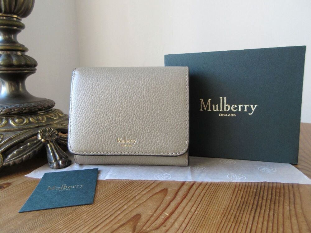 Mulberry Small Continental French Purse in Solid Grey Small Classic Grain - New