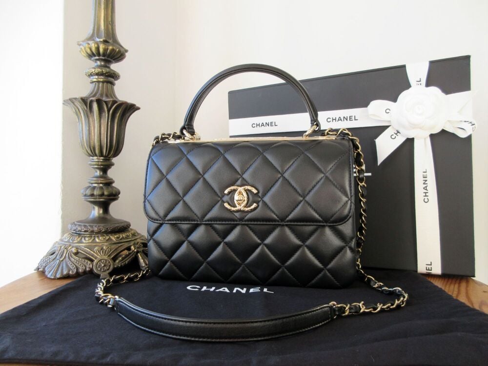 Chanel Small Trendy Braided CC in Black Quilted Lambskin with Shiny Gold Hardware