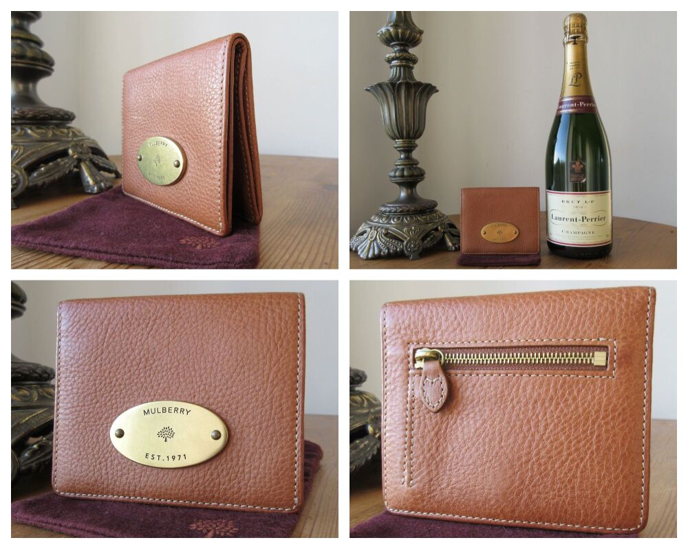 Mulberry Plaque Small ID Wallet in Oak Natural Vegetable Tanned Leather