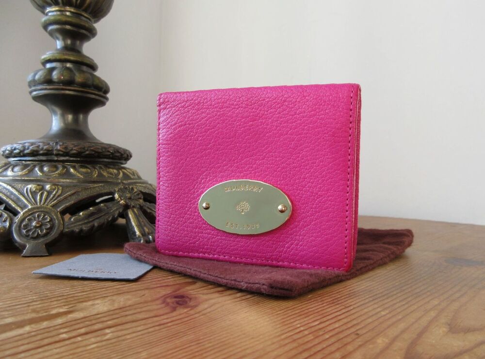 Mulberry Plaque Small ID Wallet in Mulberry Pink Glossy Goat
