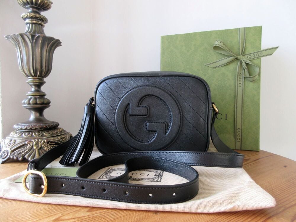 Gucci Blondie Small Camera Bag in Black Glazed Lambskin - As New*