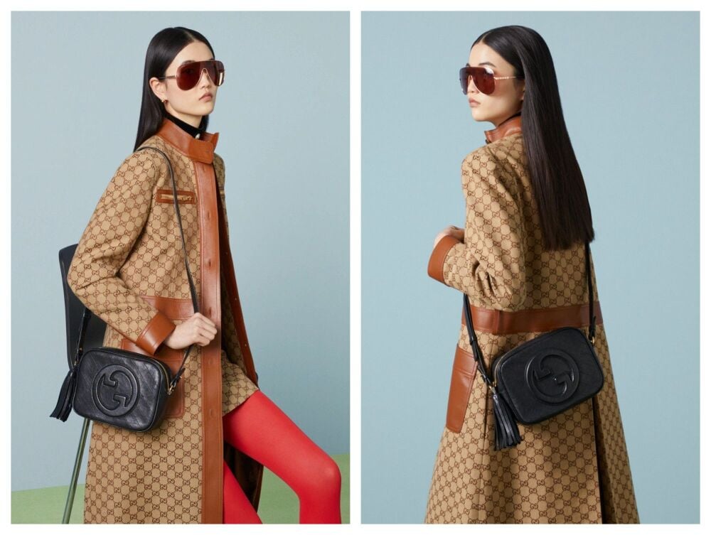 Gucci Blondie Small Camera Bag in Black Glazed Lambskin - As New*