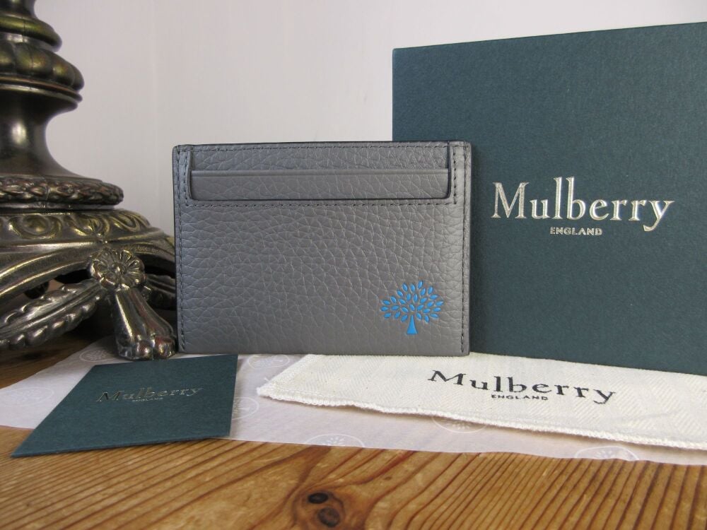 Mulberry Tree Embossed Card Slip Case in Charcoal Heavy Grain with Azure Blue -  New