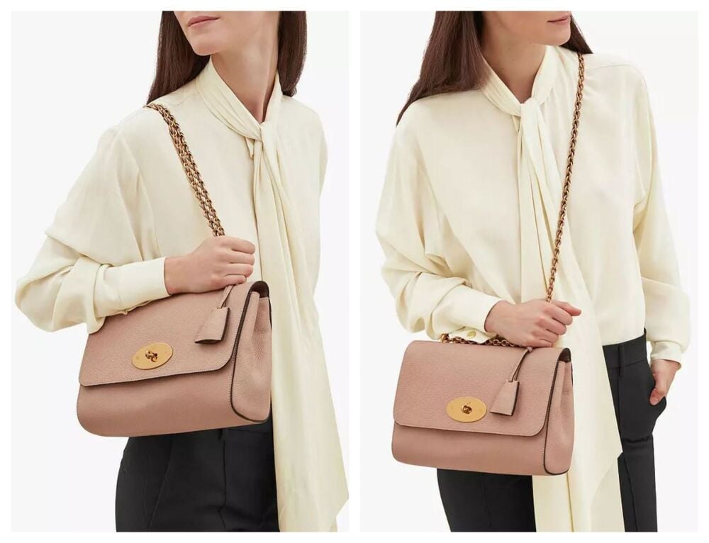 Mulberry Medium Lily in Rosewater Small Classic Grain with Felt Liner - As New