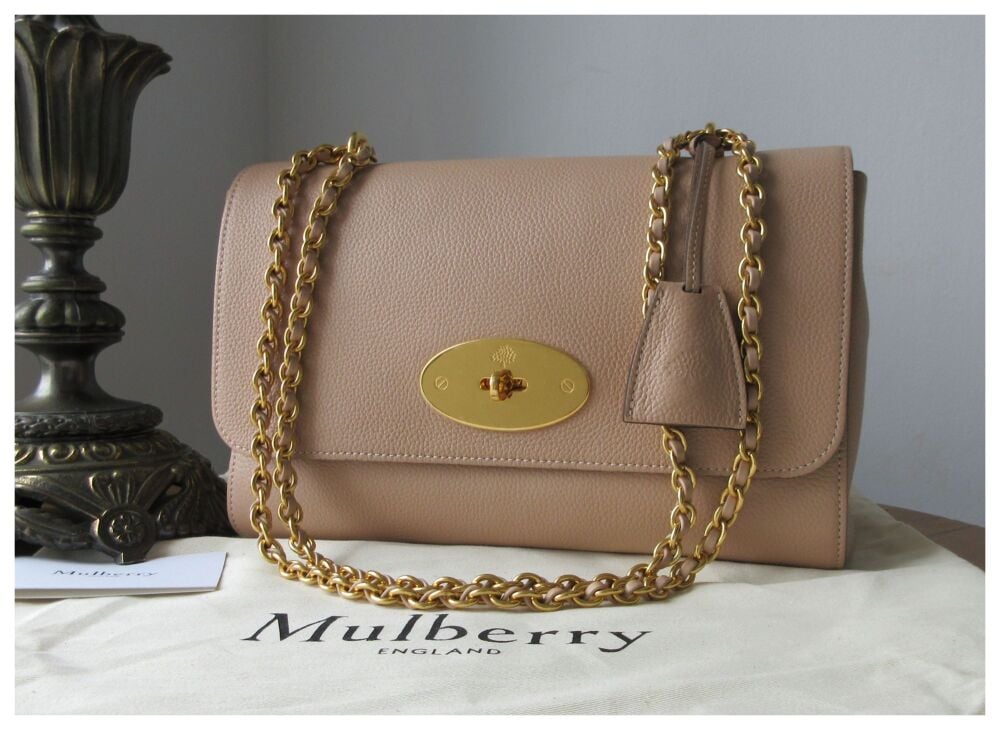 Mulberry Medium Lily in Rosewater Small Classic Grain with Felt Liner - As New