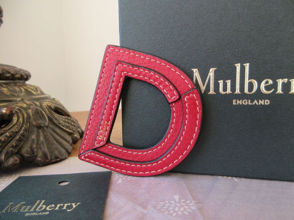 Mulberry Alphabet Leather Sticker D in Scarlet Pebbled Grain - New