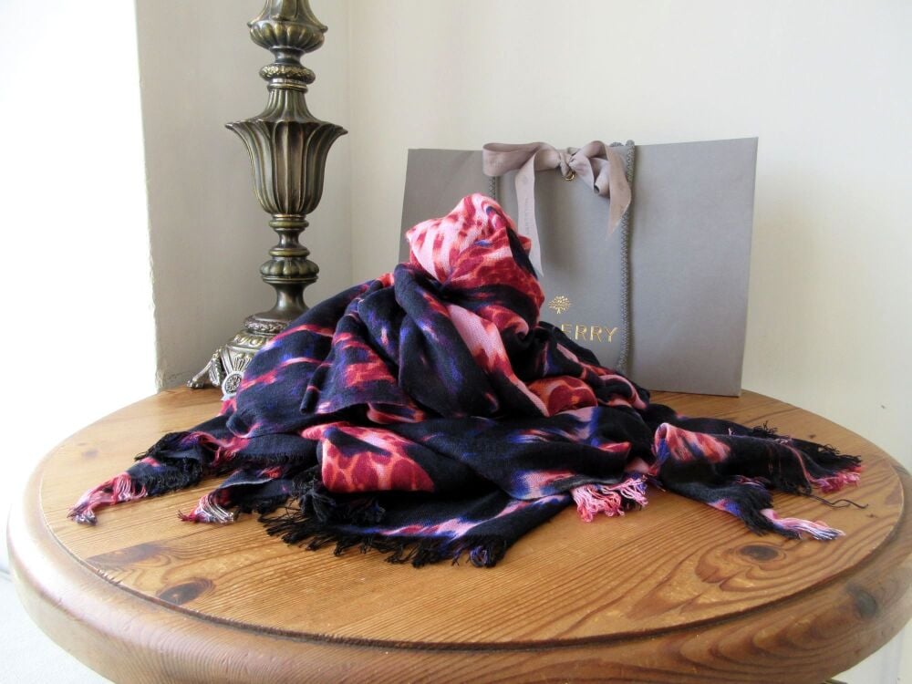 Mulberry Loopy Leopard Large Scarf Wrap in Purple Plum Bamboo Soya Mix
