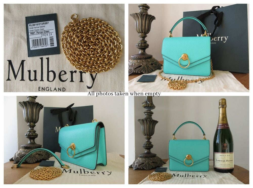 Mulberry Small Harlow in Persian Green Small Classic Grain