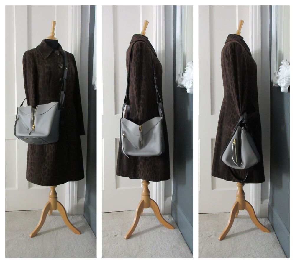 Loewe Small Hammock  Bag in Tricolor Taupe, Grey & Black Calfskin