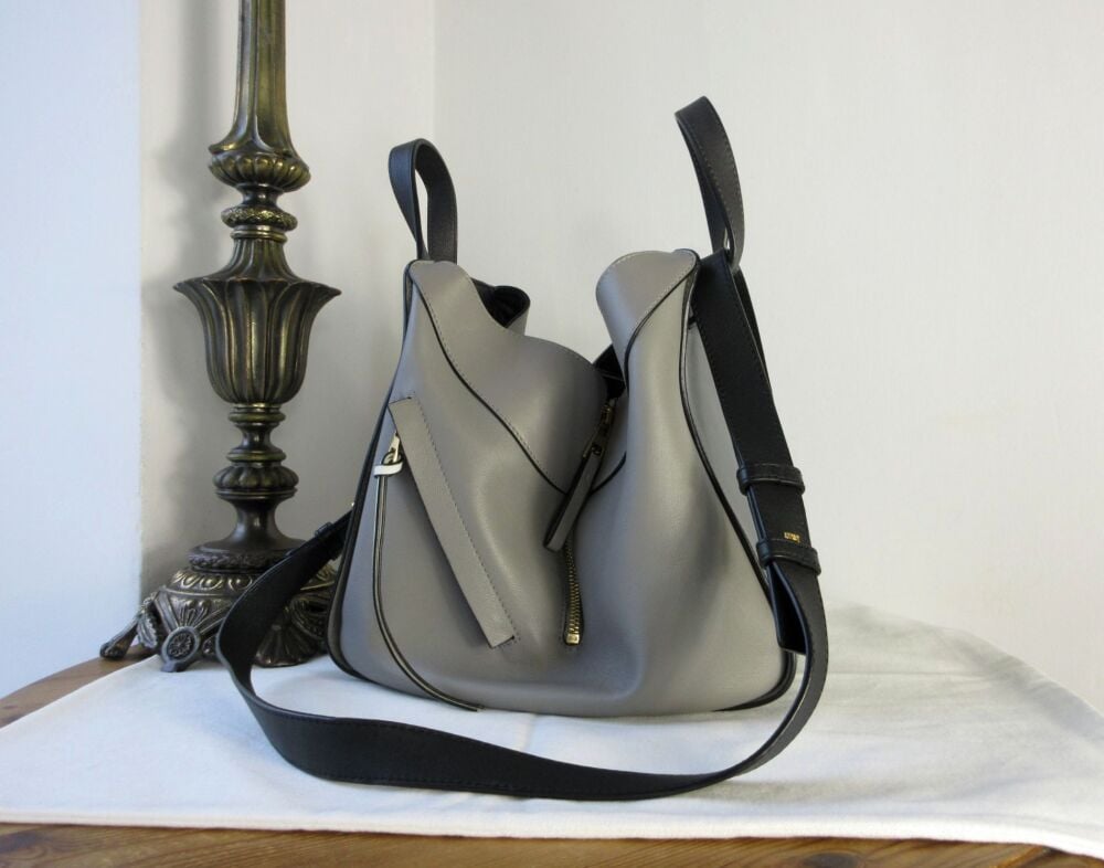 Loewe Small Hammock  Bag in Tricolor Taupe, Grey & Black Calfskin