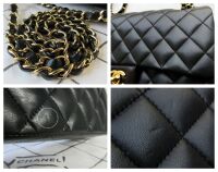 Chanel Timeless Classic Medium 2.55 Double Flap in Black Lambskin with Gold
