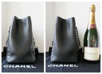 Chanel Classic Grand Shopping Tote GST in Black Caviar with Silver Hardware
