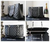 Chanel Classic Grand Shopping Tote GST in Black Caviar with Silver Hardware