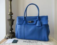 Mulberry Classic Bayswater in Porcelain Blue Heavy Grain Leather with Shiny