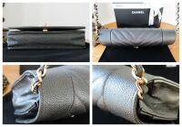 Chanel Wallet on Chain WOC in Chevron Quilted Gunmetal Caviar