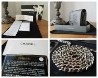 Chanel Wallet on Chain WOC in Chevron Quilted Gunmetal Caviar