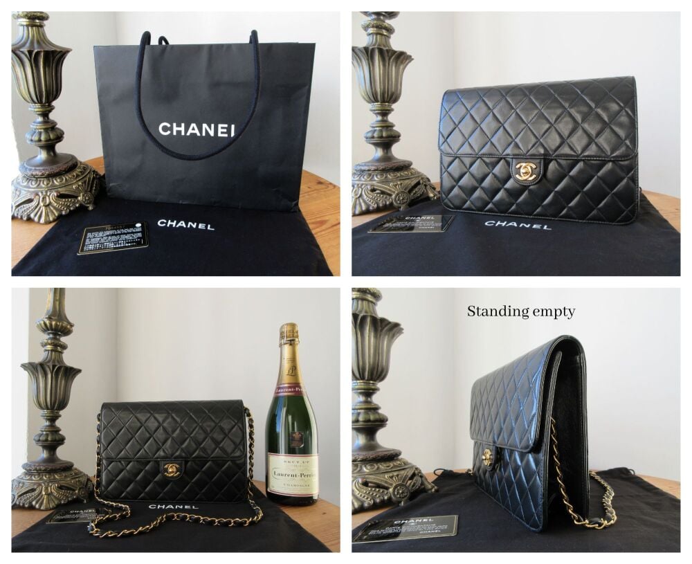 Chanel Vintage Clutch with Chain CWC in Black Lambskin with 24K Gold Hardware