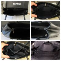 Chanel Vintage Small Tote in Black Quilted Calfskin with Shiny Silver Hardw