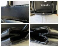 Chanel Vintage Small Tote in Black Quilted Calfskin with Shiny Silver Hardw