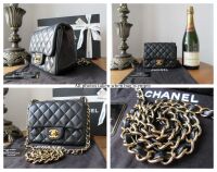 Chanel Classic Mini Square Flap in Black Lambskin with Gold Hardware