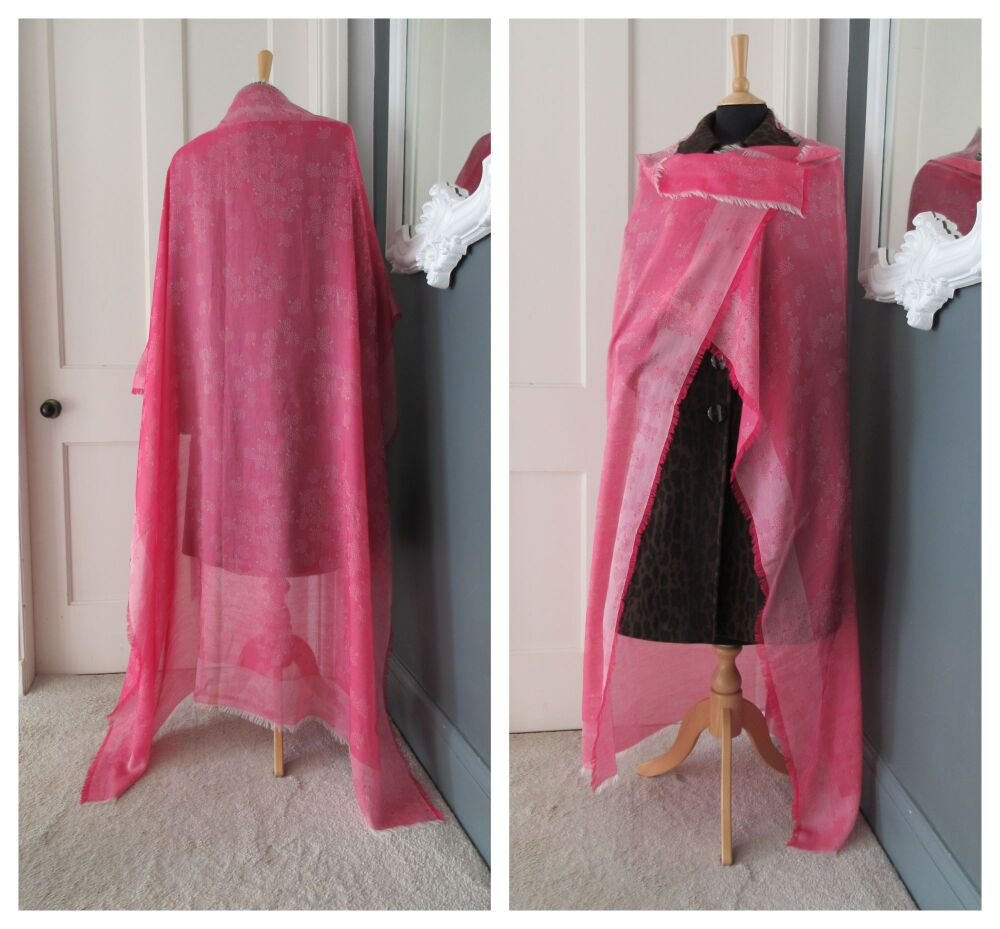 Mulberry Tamara Large Square Scarf Wrap in Mulberry Pink Superfine Cotton