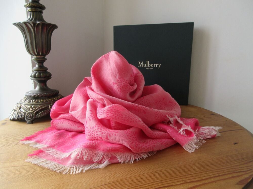 Mulberry Tamara Large Square Scarf Wrap in Mulberry Pink Superfine Cotton