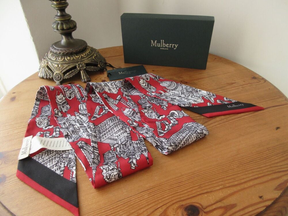 Mulberry Ltd Ed Chinese New Year CNY Lunar London Landmarks Large Bag Scarf Twilly - New*