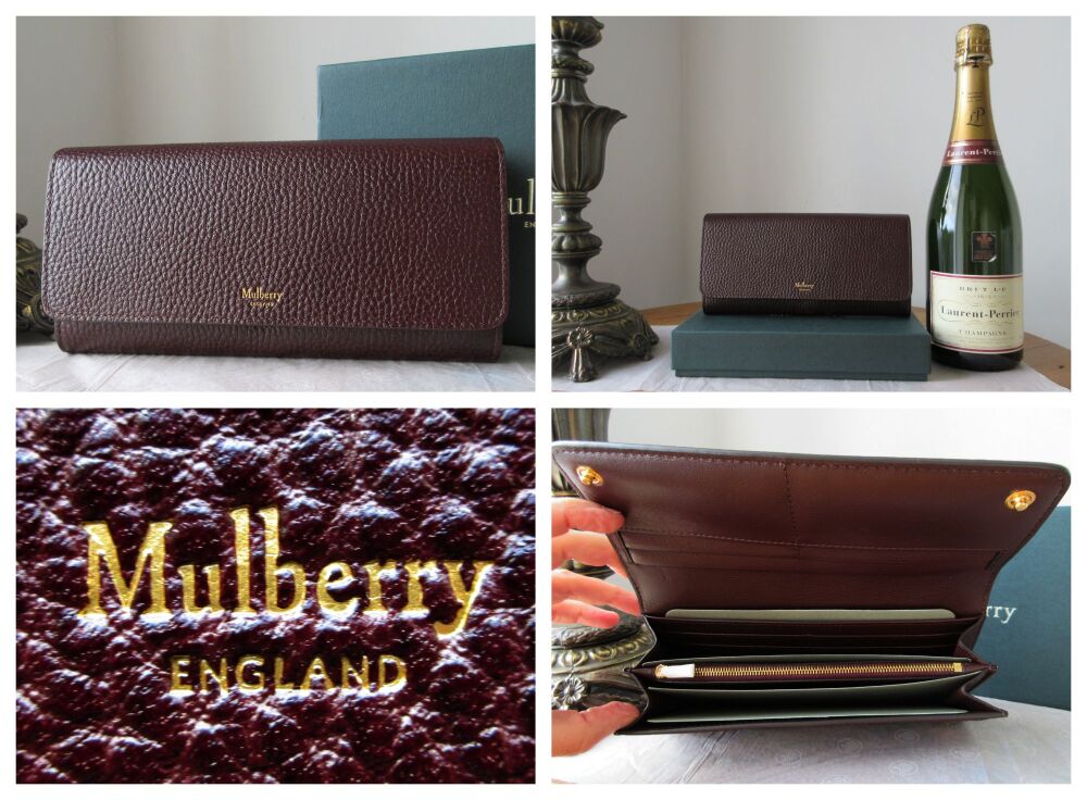 Mulberry Long Continental Purse Wallet in Oxblood Grain Vegetable Tanned - New*