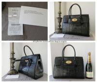 Mulberry Classic Bayswater in Black Croc Printed Vegetable Tanned Leather