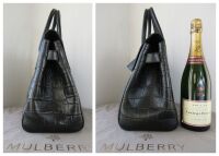 Mulberry Classic Bayswater in Black Croc Printed Vegetable Tanned Leather