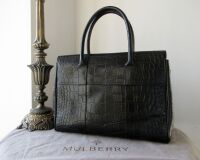 Mulberry Classic Bayswater in Black Croc Printed Vegetable Tanned Leather