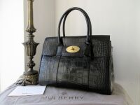 Mulberry Classic Bayswater in Black Croc Printed Vegetable Tanned Leather