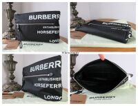 Burberry Horseferry Print Large Zipped Pouch Clutch Bag in Black Nylon and 