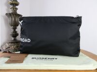 Burberry Horseferry Print Large Zipped Pouch Clutch Bag in Black Nylon and 