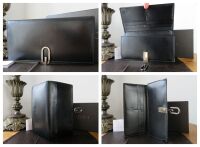 Gucci Vintage G Clip Long Folded Wallet in Smooth Black Calfskin