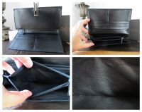 Gucci Vintage G Clip Long Folded Wallet in Smooth Black Calfskin