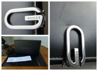 Gucci Vintage G Clip Long Folded Wallet in Smooth Black Calfskin