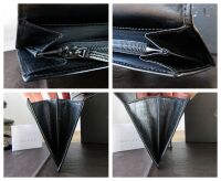 Gucci Vintage G Clip Long Folded Wallet in Smooth Black Calfskin