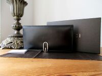 Gucci Vintage G Clip Long Folded Wallet in Smooth Black Calfskin