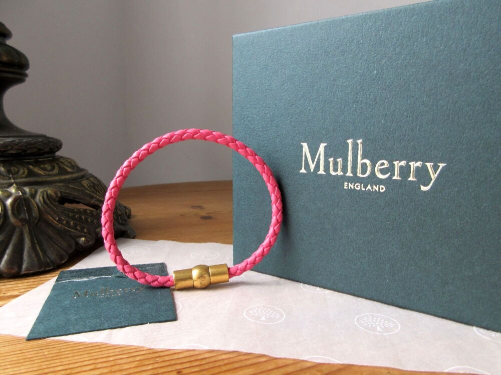 Mulberry Iris Plait Bracelet in Geranium Silky Calf leather